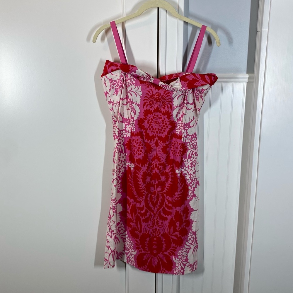 Marimekko vtg vintage Hawaiian print pink floral mini dress size 2 beach coastal
